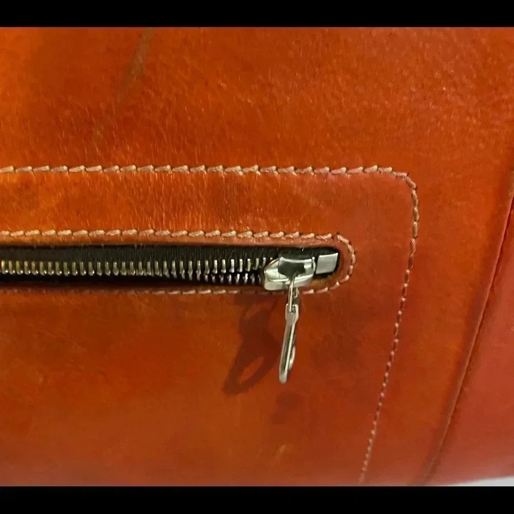 Michael Kon red orange leather satchel handbag